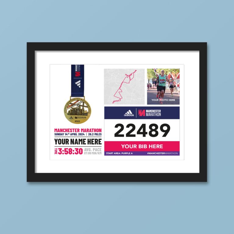 Manchester Marathon Medal & Bib Framed Print - Any Year